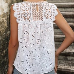 Eyelet Embroidered Tank and Shorts Set main image 1